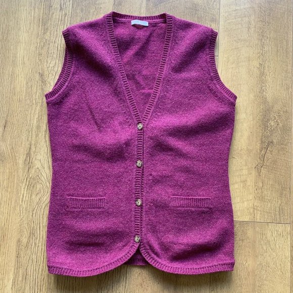 munrospun Sweaters - Munrospun Tank Top Knitted Waistcoat Size Medium Pink Sweater Vest WOOL